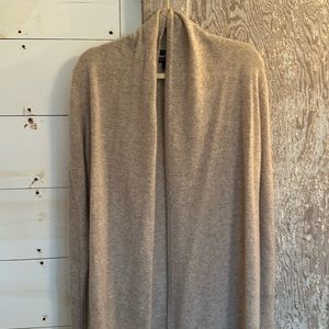 Tahari Cashmere Cardigan open pure luxe  size Large 2 ply beige tan lightweight